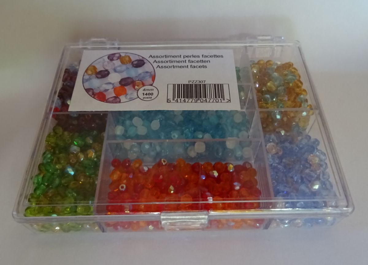 Kralendoos 1400 Facets mix veelkleurig