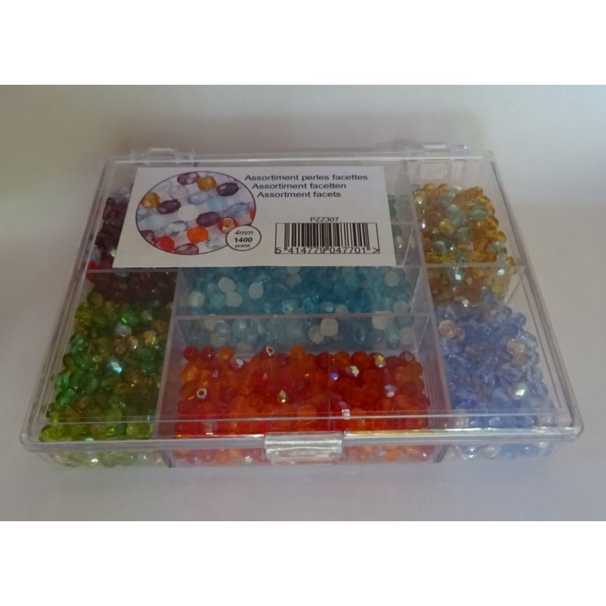 Kralendoos 1400 Facets mix veelkleurig