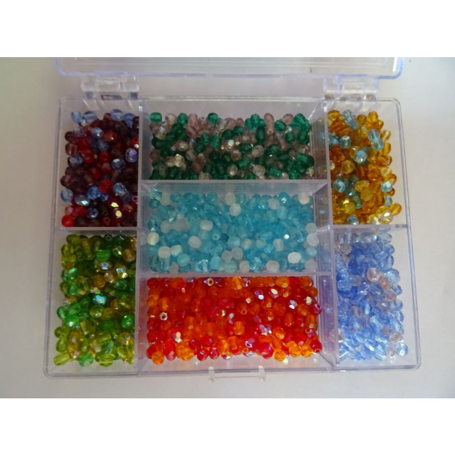Kralendoos 1400 Facets mix veelkleurig