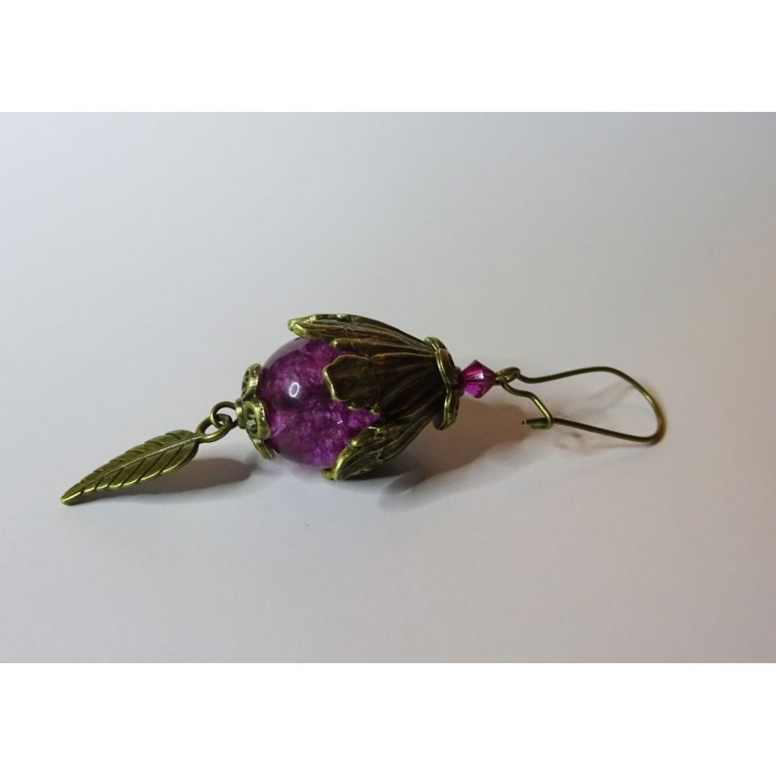 Fuchsia Kwarts Boheemse Oorbellen
