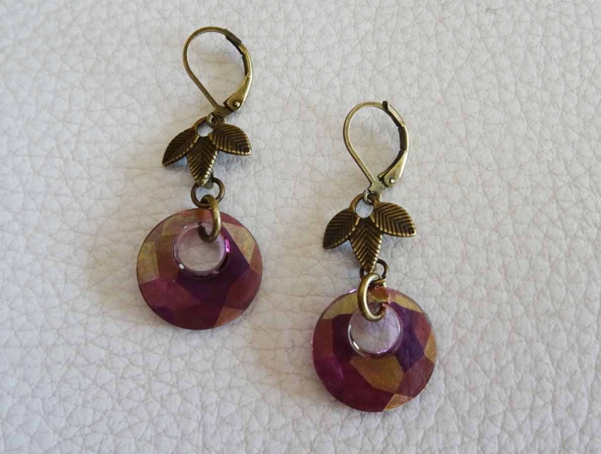 Boheemse Swarovski Lila Oorbellen