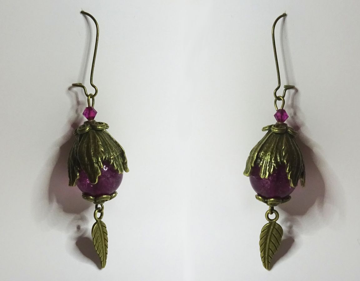 Fuchsia Kwarts Boheemse Oorbellen