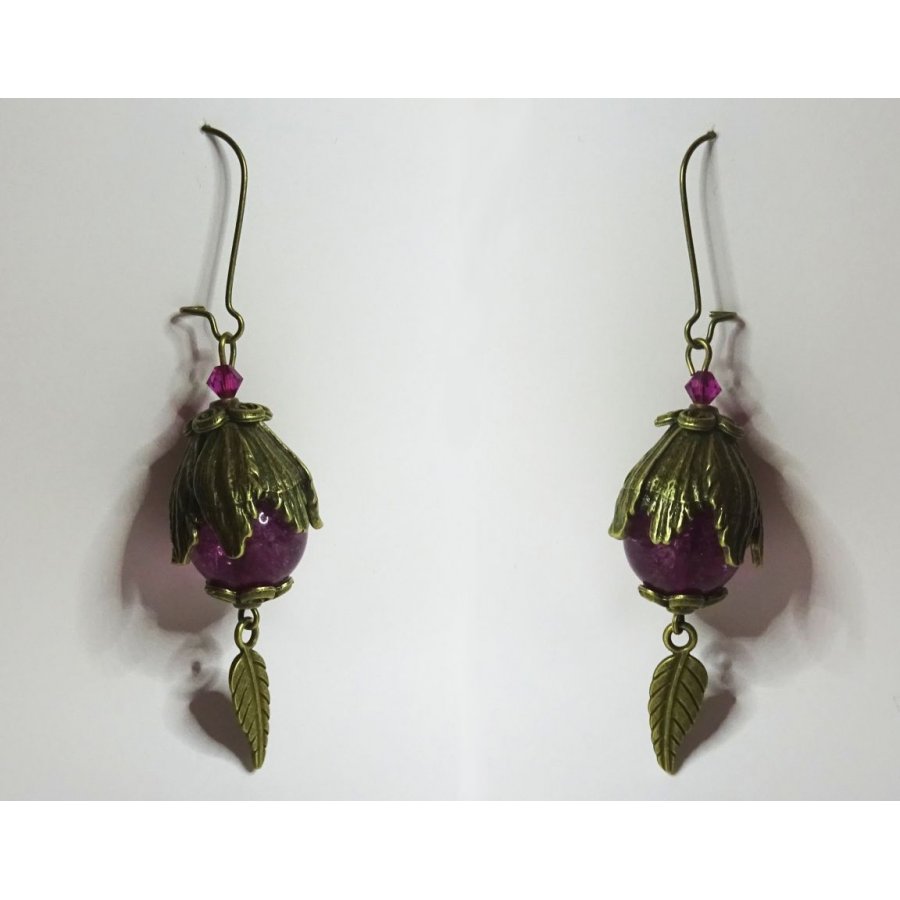 Fuchsia Kwarts Boheemse Oorbellen