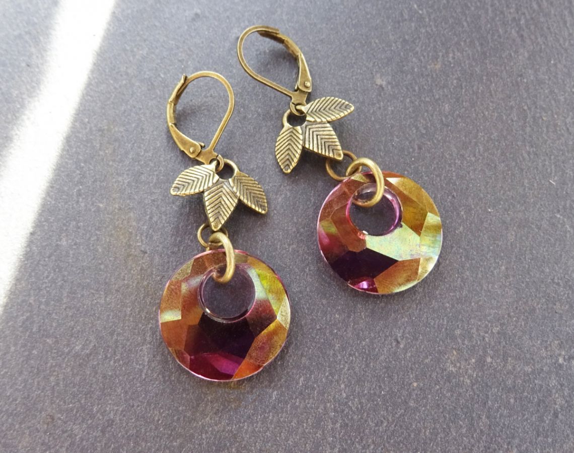 Boheemse Swarovski Lila Oorbellen
