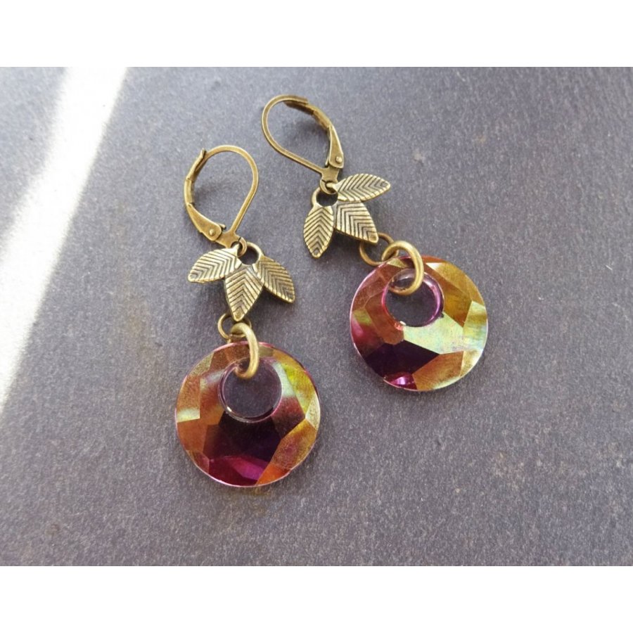 Boheemse Swarovski Lila Oorbellen