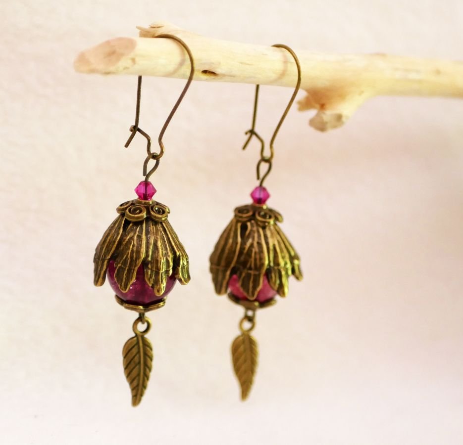 Fuchsia Kwarts Boheemse Oorbellen