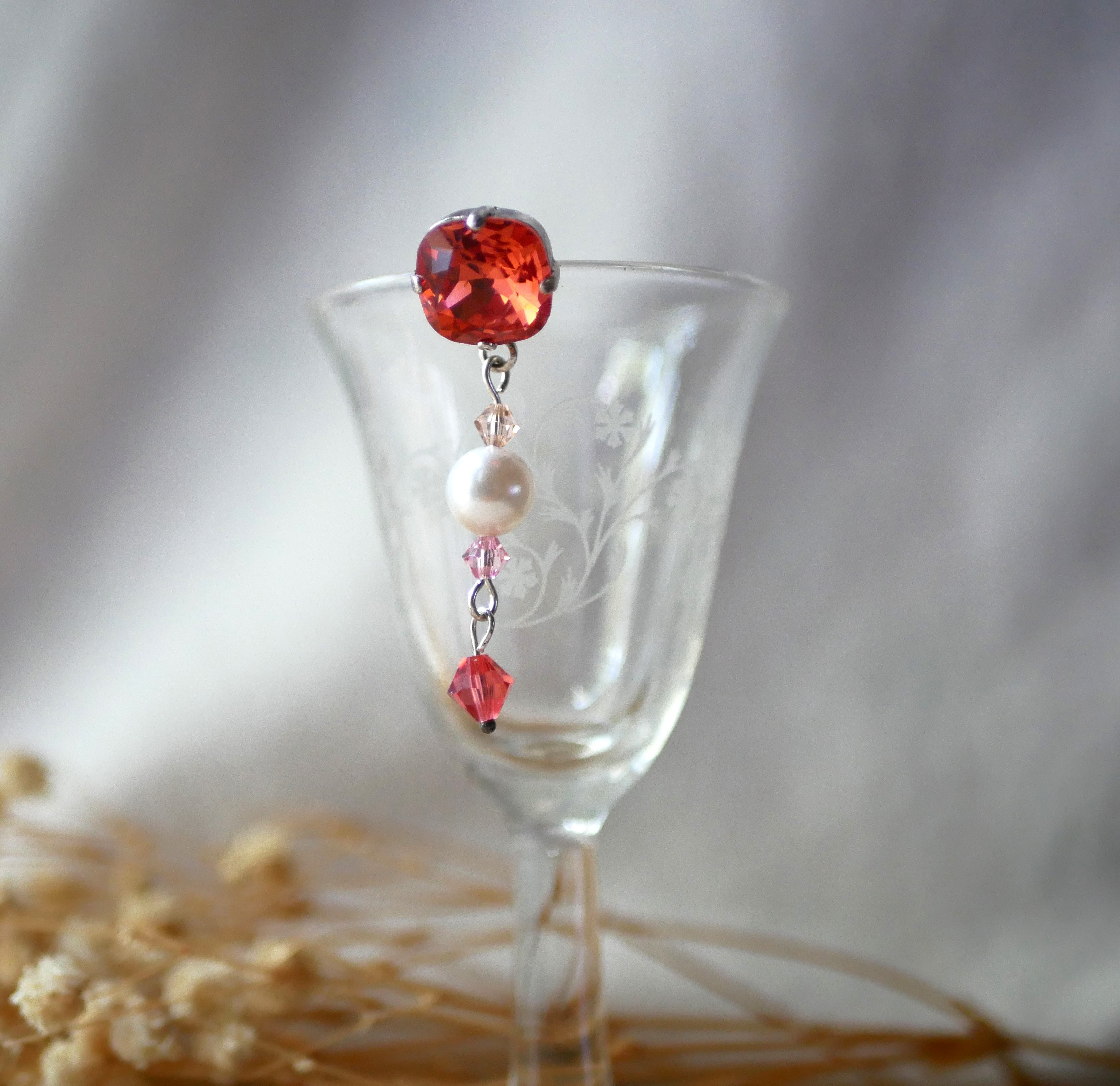 Cabochon Koraal Oorbellen