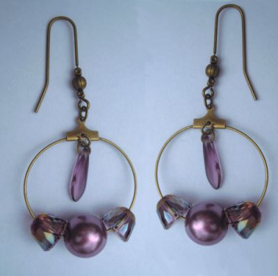 Creoolse oorbellen Kristal Lila schaduw