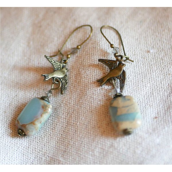 Steen &amp; vogel oorbellen