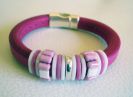 Regaliz leder en roze parel armband