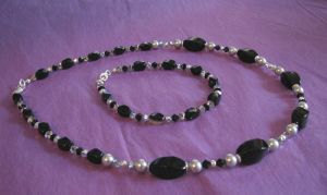 Armband Zwarte Agaten &amp; Swarovski kristal 