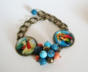 Jezus en Maria cabochon armband aan ketting