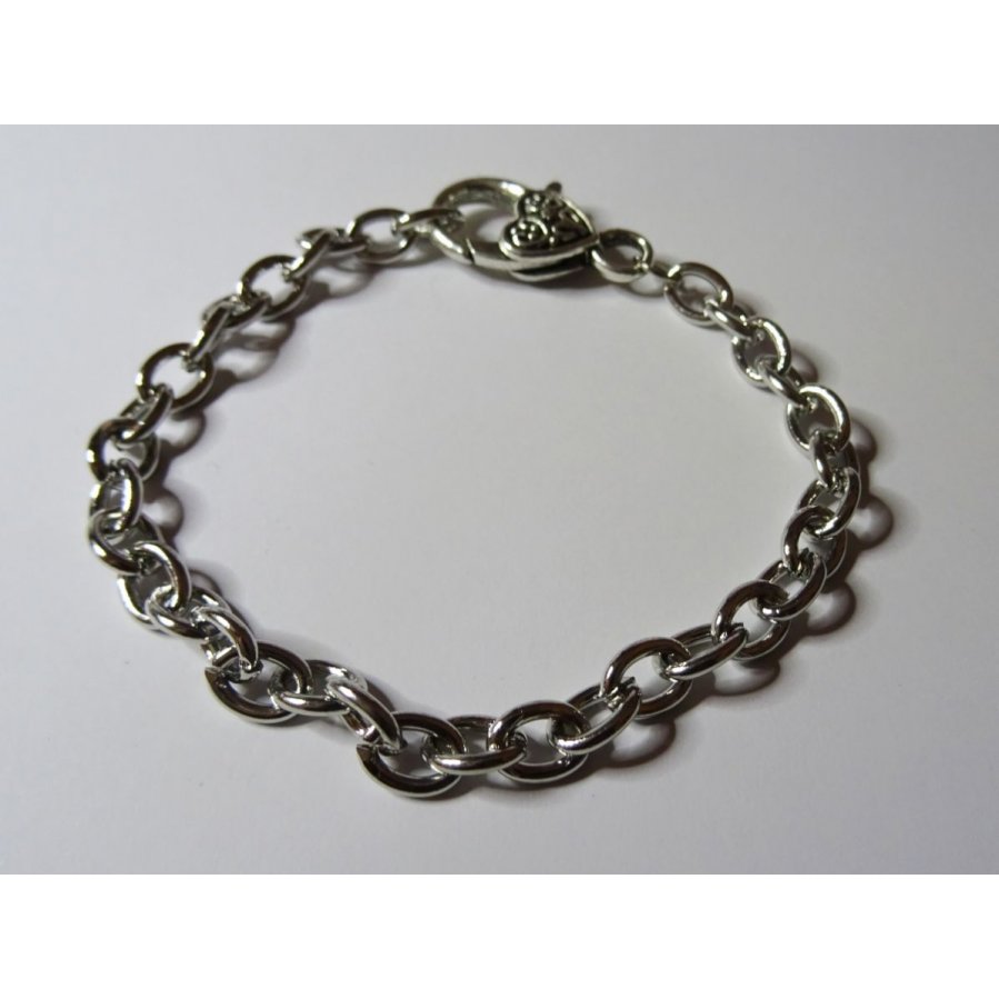 Armband verzilverde ketting groot hart sluiting 20 cm