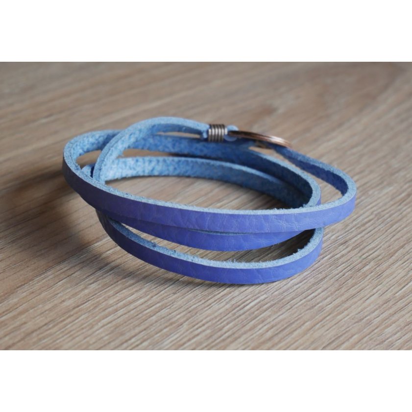 Lederen riem Blauw fijn drievoudig verstelbaar