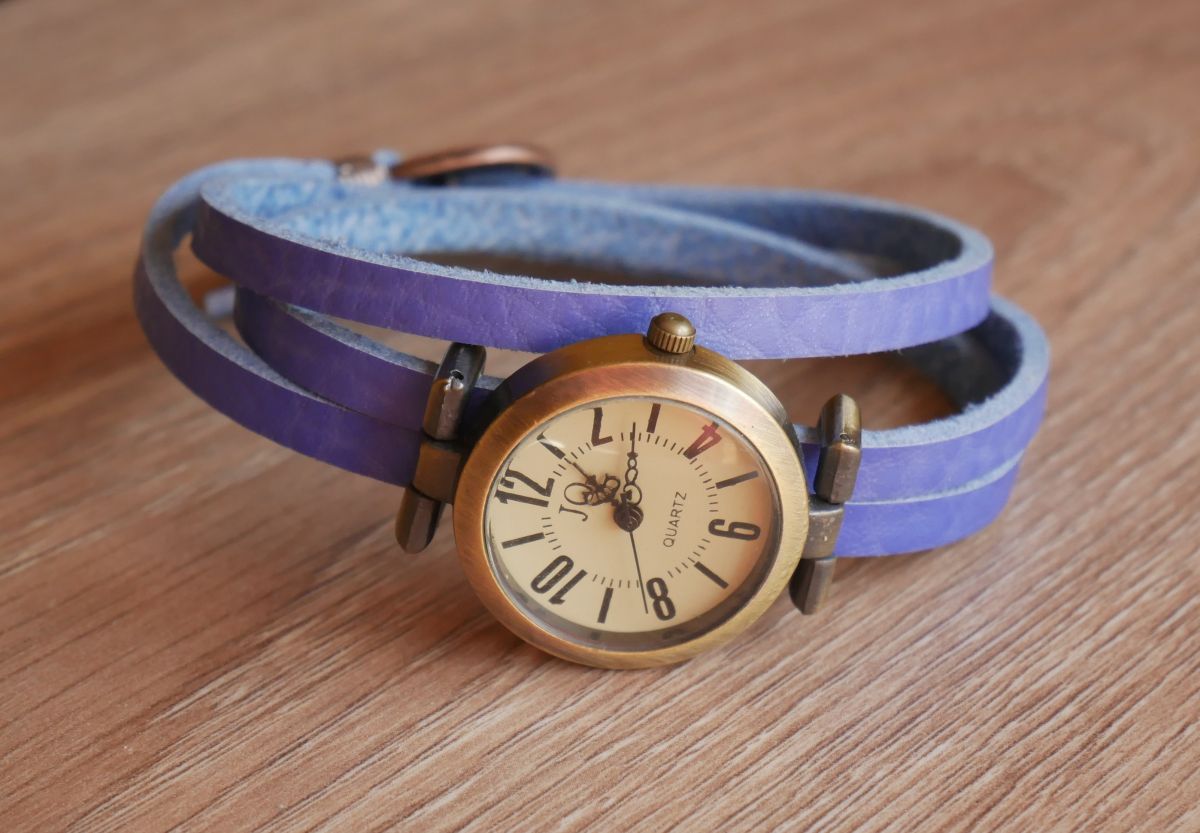 Lederen riem Blauw fijn drievoudig verstelbaar