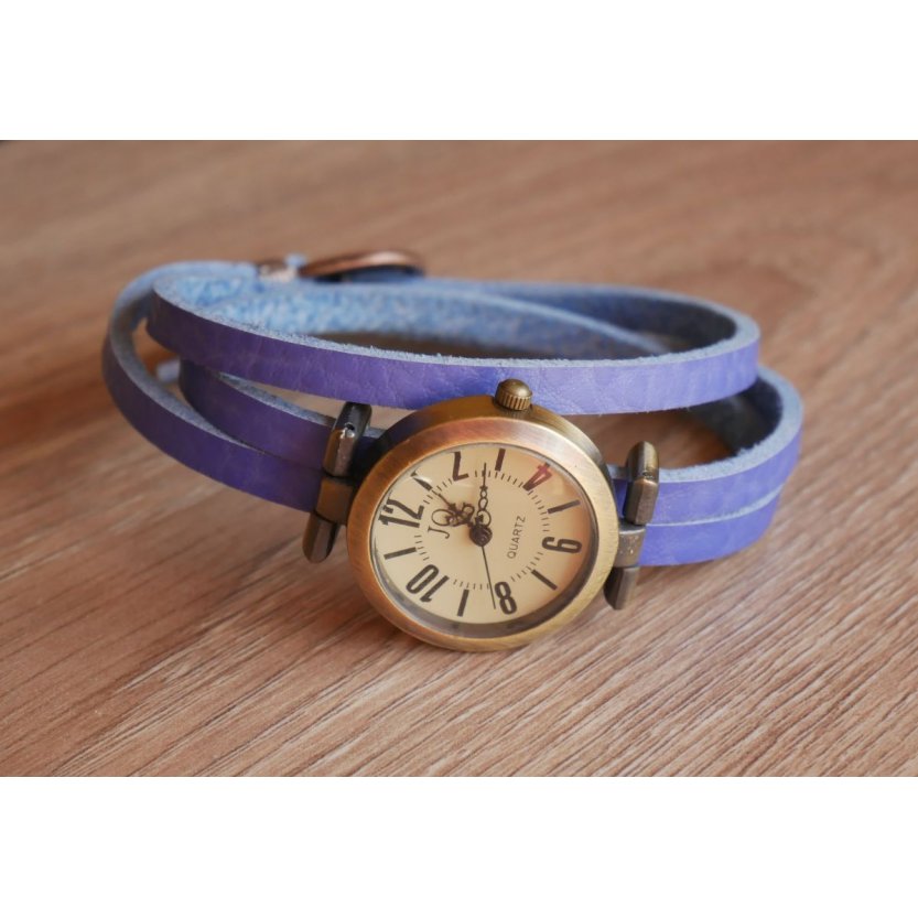 Lederen riem Blauw fijn drievoudig verstelbaar