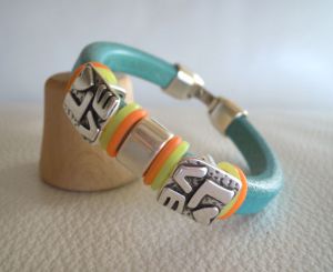 Leren armband Regaliz Turquoise Love 