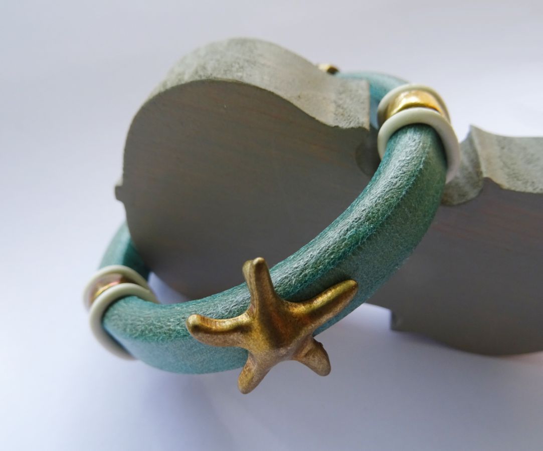 Leren armband Regaliz turquoise Starfish