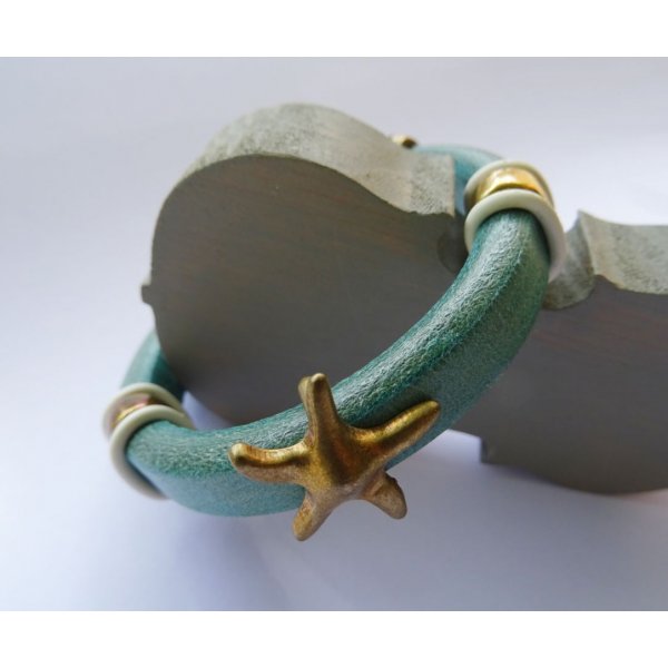 Leren armband Regaliz turquoise Starfish