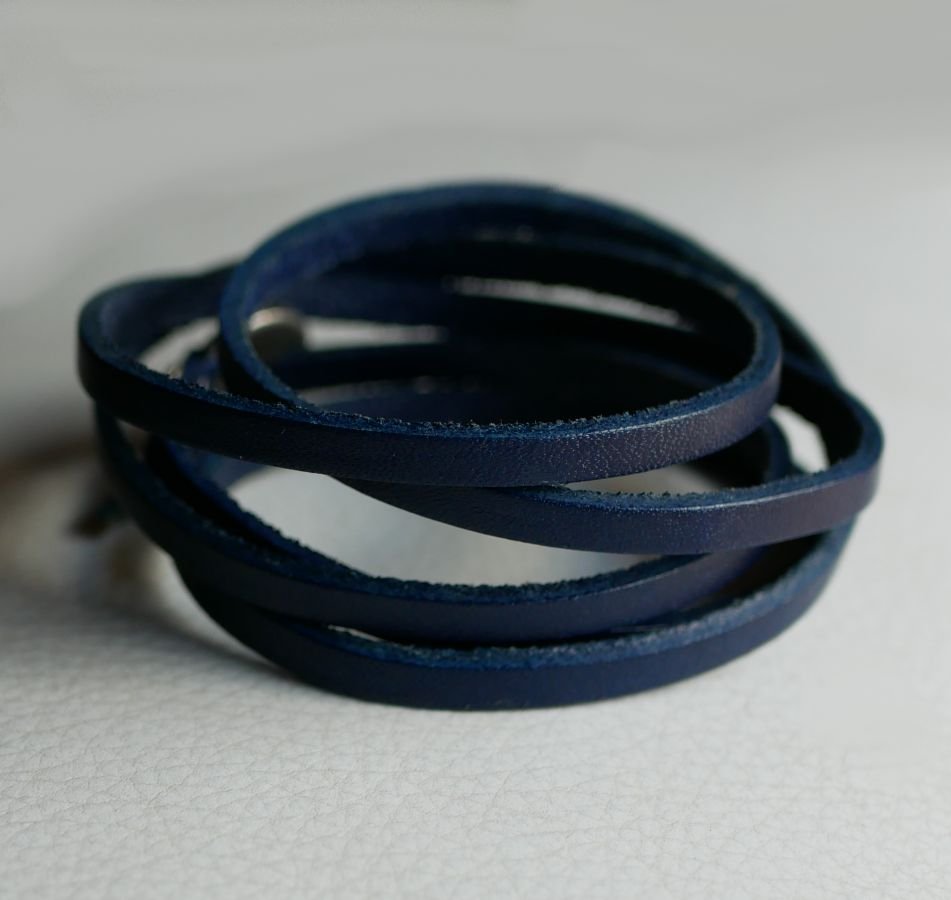5-draads lederen riem marineblauw verstelbaar