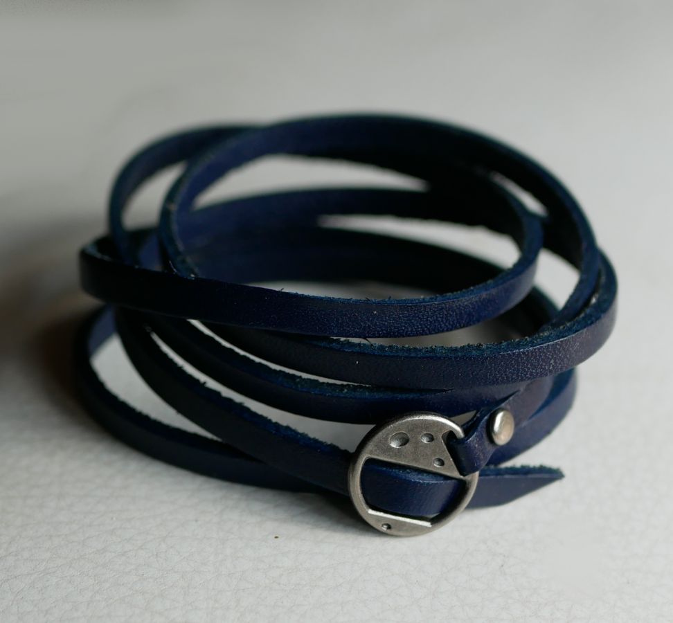 5-draads lederen riem marineblauw verstelbaar