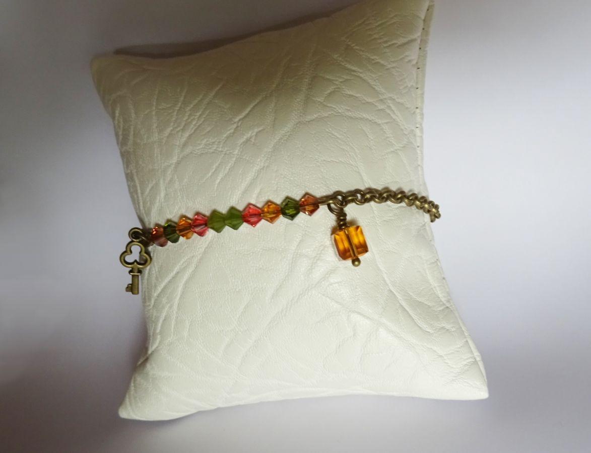 Armband bronzen ketting Amber en Olivijn