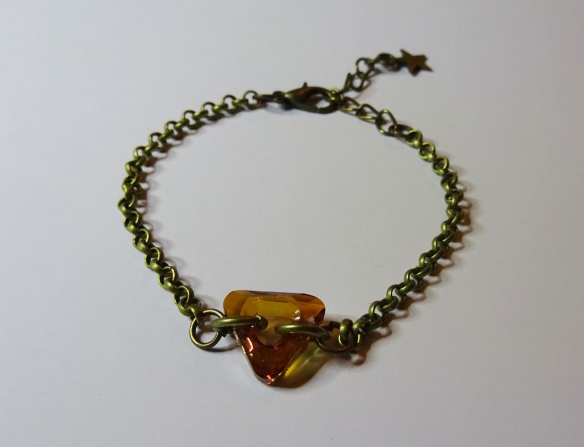 Fijne bronzen kettingarmband Driehoek 