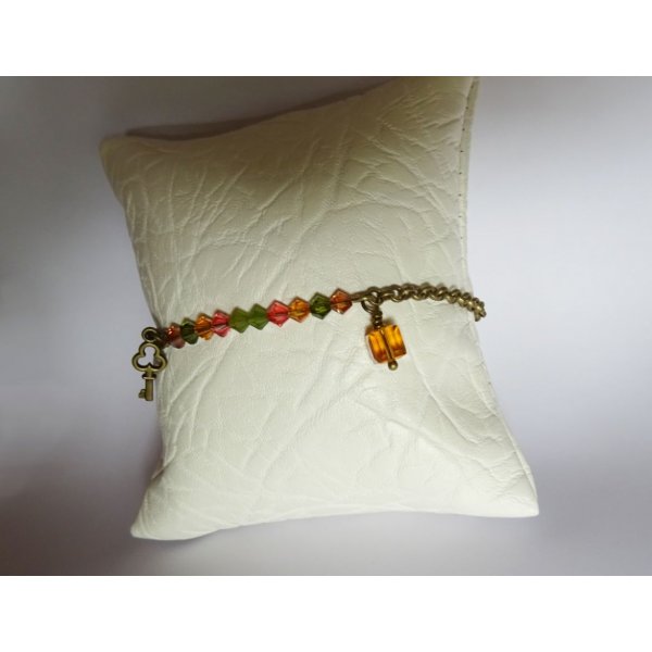 Armband bronzen ketting Amber en Olivijn