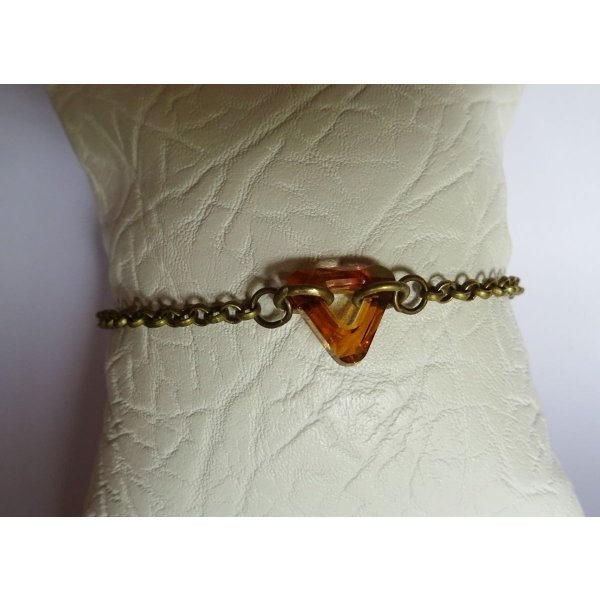 Fijne bronzen kettingarmband Driehoek 