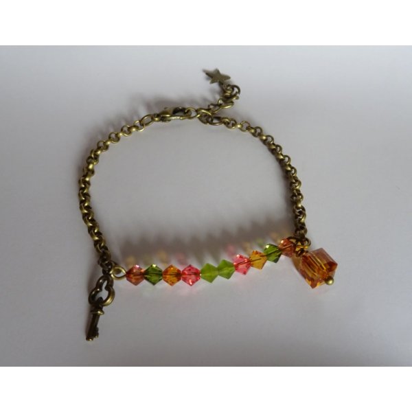 Armband bronzen ketting Amber en Olivijn