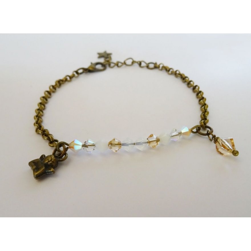 Witte en gouden fijne kettingarmband