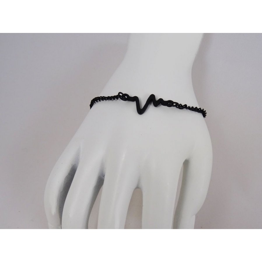 Dunne zwarte armband ontwerp Golven