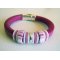 Regaliz leder en roze parel armband