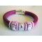 Regaliz leder en roze parel armband