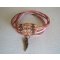 Saipan armband dubbele draai roze leer 