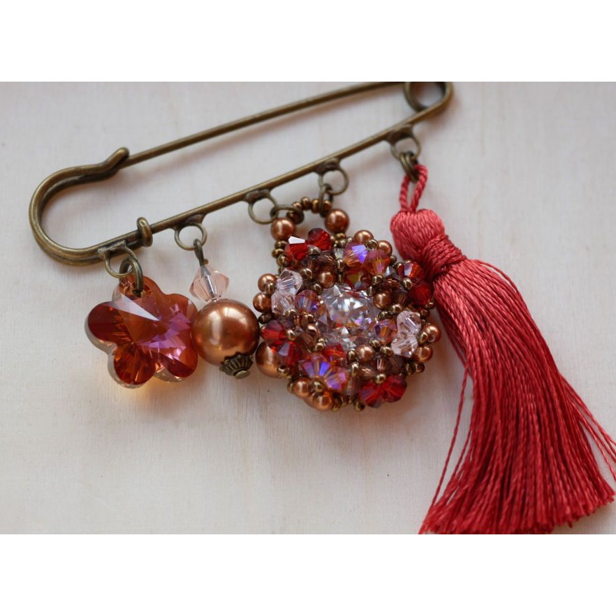 Andros Hyacint Broche met Paprika Pompon