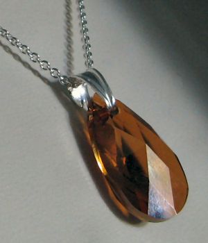 Zilveren halsketting hanger Swarovski Tear Koper