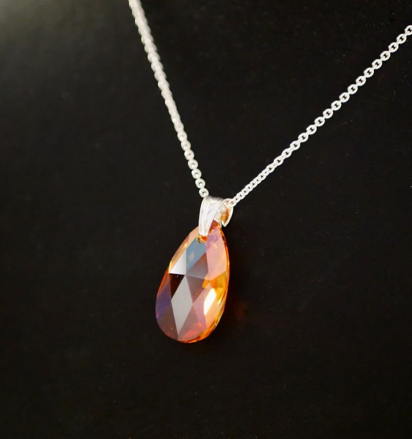 Zilveren halsketting hanger Swarovski Tear Koper