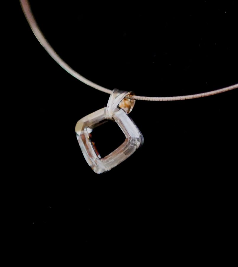 Zilveren halsketting hanger Swarovski Cosmic Square