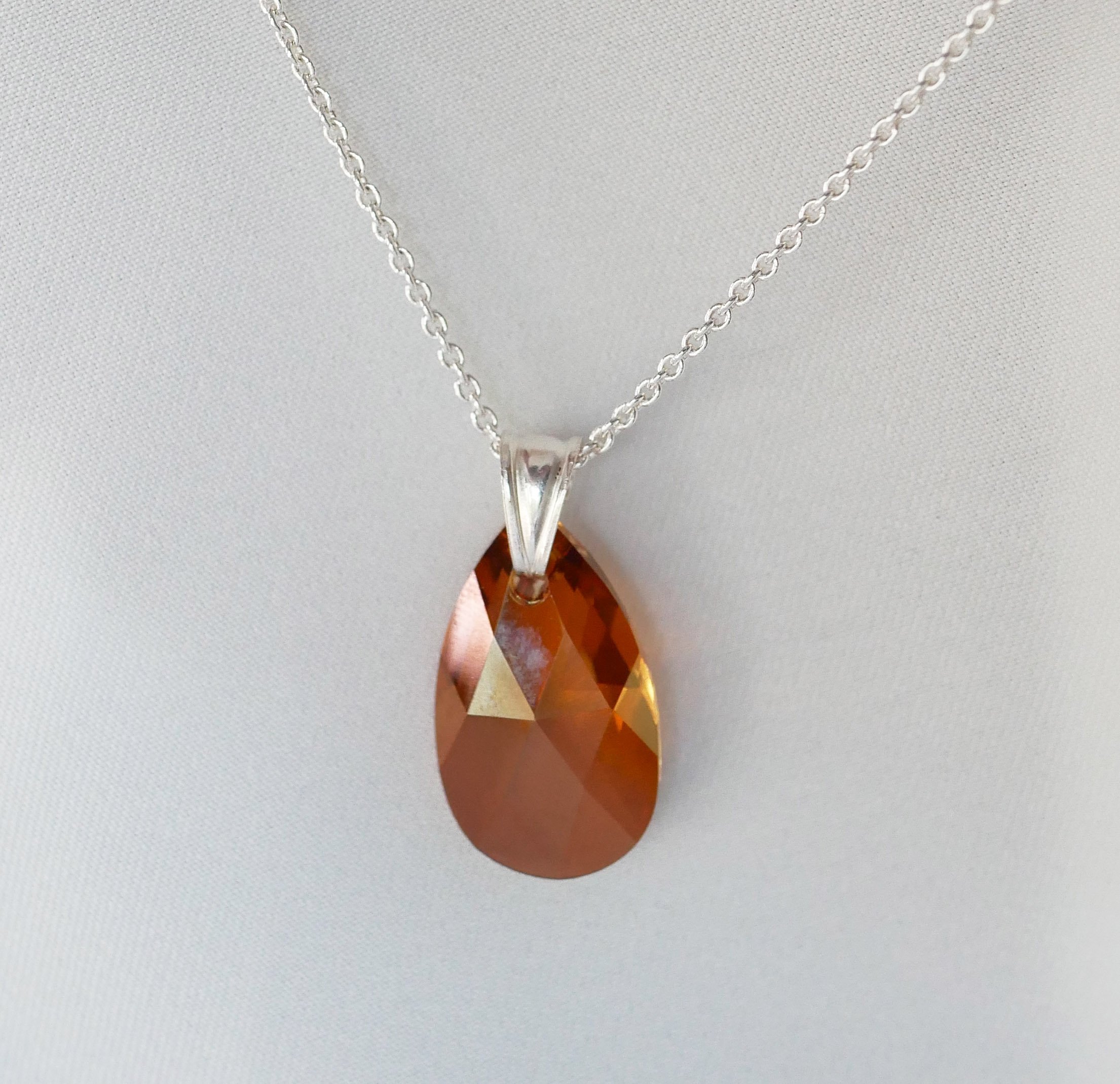 Zilveren halsketting hanger Swarovski Tear Koper