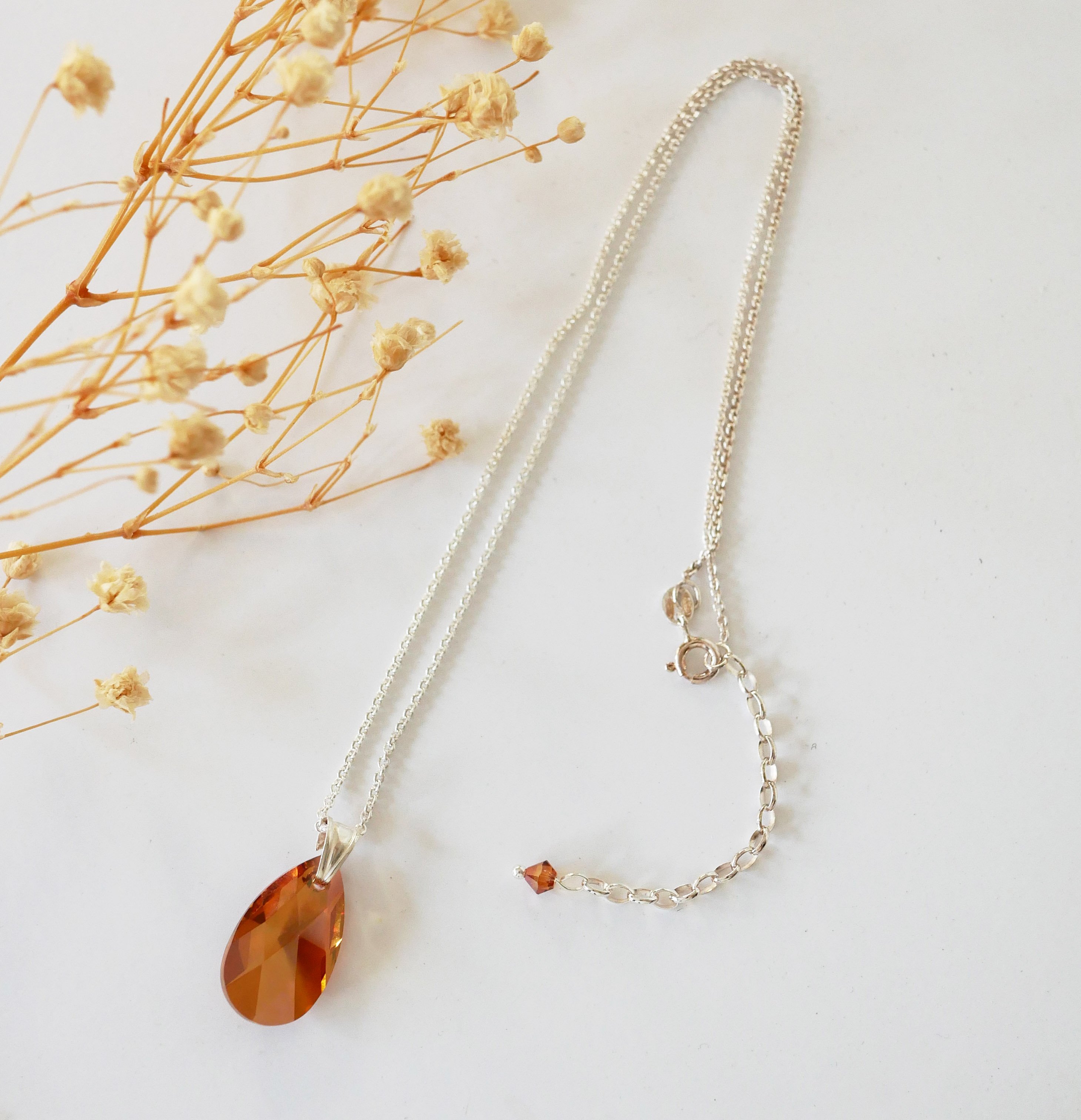 Zilveren halsketting hanger Swarovski Tear Koper