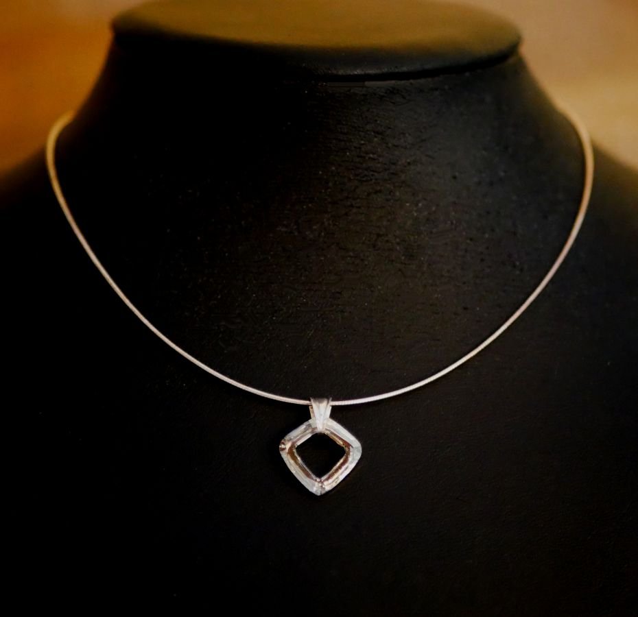 Zilveren halsketting hanger Swarovski Cosmic Square