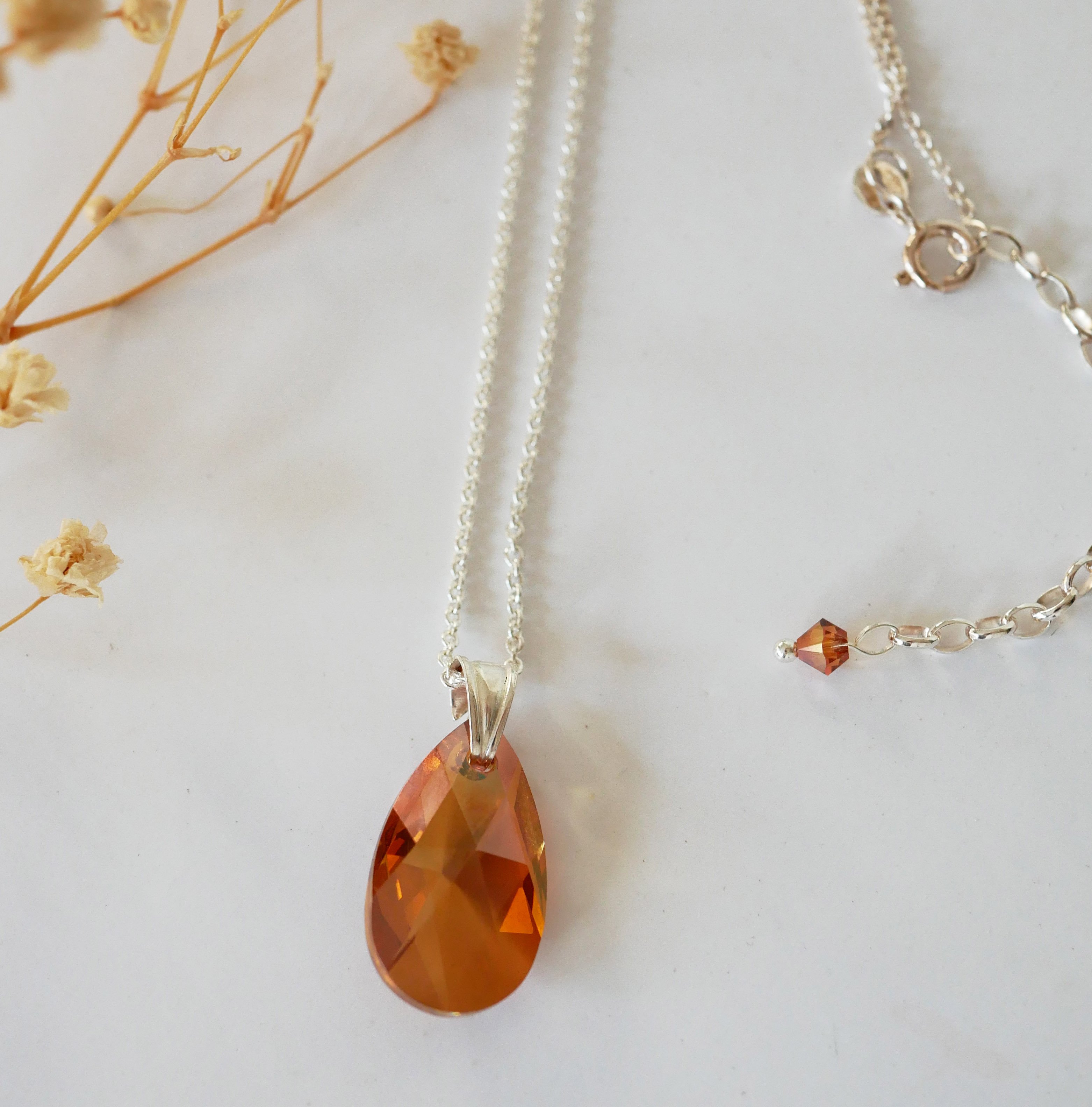 Zilveren halsketting hanger Swarovski Tear Koper