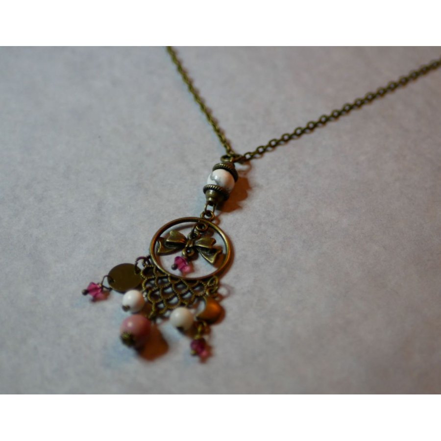 Ketting met bohemian hanger en natuurstenen 