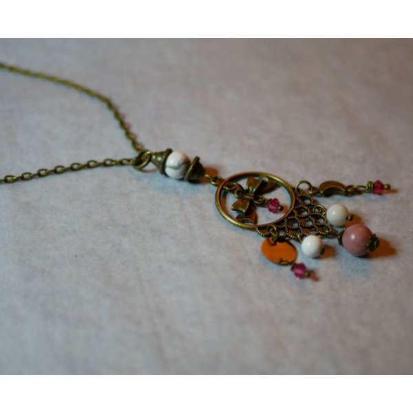 Ketting met bohemian hanger en natuurstenen 