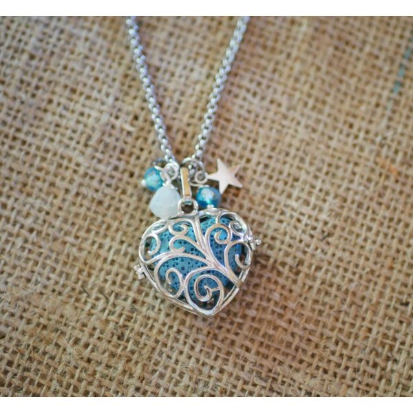 Kettinghanger Hartendoos met lavasteen kleur naar keuze Valentijnscadeau