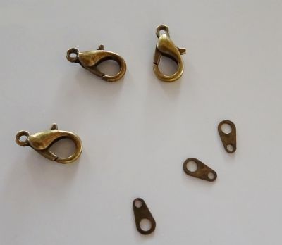 Antiek bronzen karabijnsluiting set x3