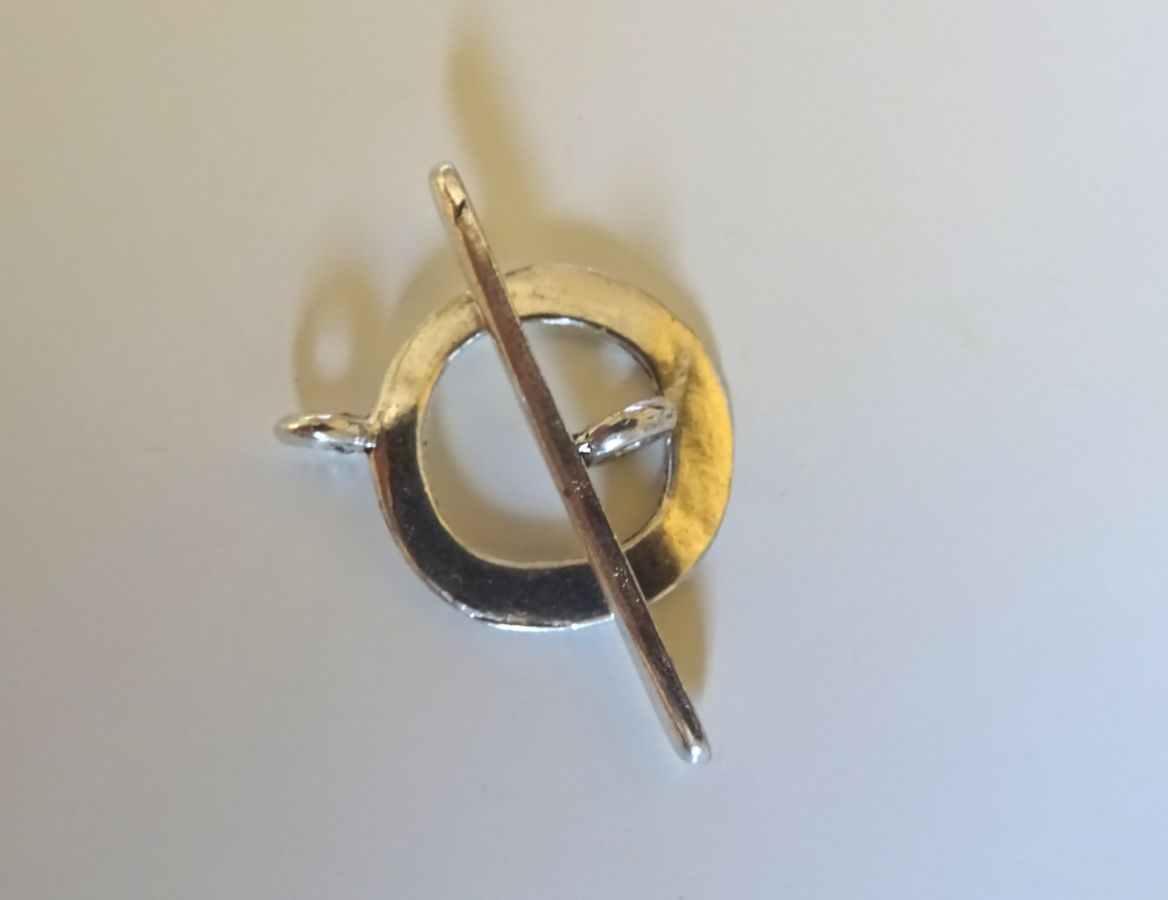 T-sluiting Platte ring 17 mm verzilverd 