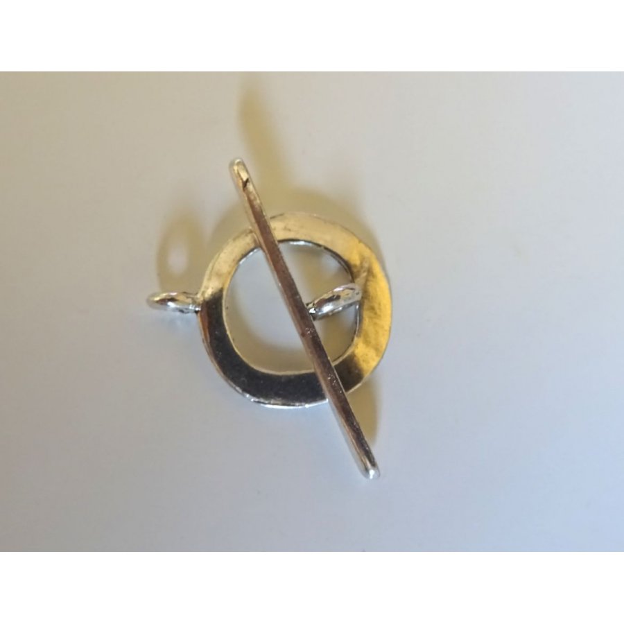 T-sluiting Platte ring 17 mm verzilverd 