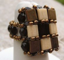Vierkante ring kit Tila Zwart goud